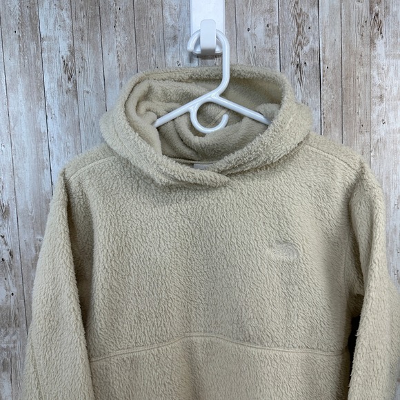 The North Face Womens Fleece Sherpa Hoodie Kangaroo‎ Pocket Cream Size S - Picture 2 of 8